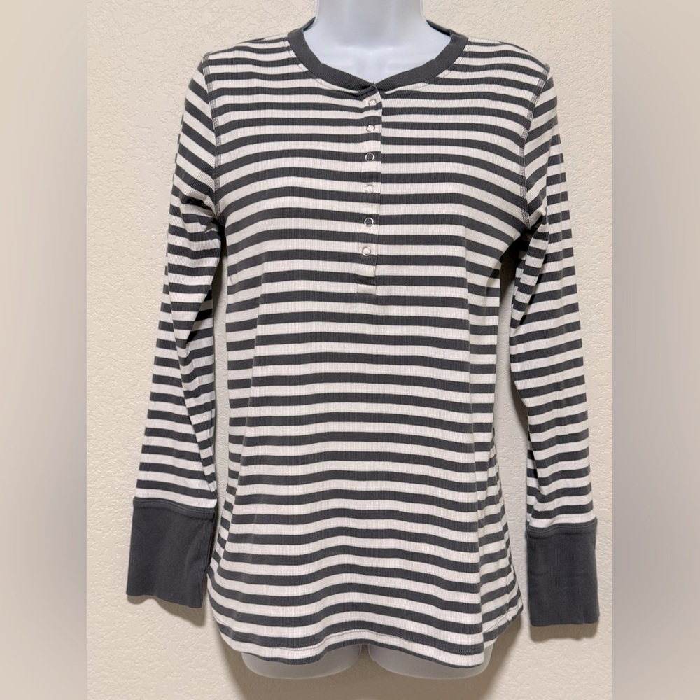 KINDRED BRAVELY Striped Henley Top Womens Sz M MATERNITY